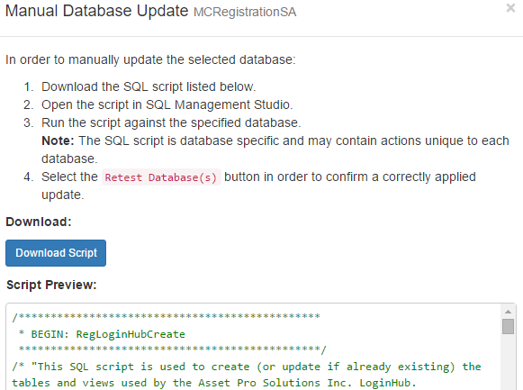 Manual Database Update Instruction Page